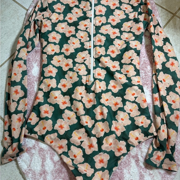 acacia swimwear Other - Acacia Swimwear Floral Long Sleeve Swimsuit - Green and Pink